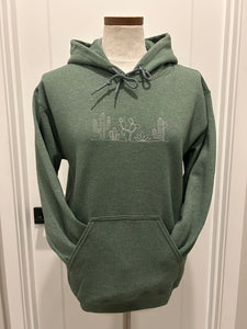 Hoodie with embroidered cactus line