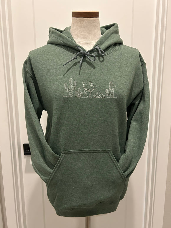 Hoodie with embroidered cactus line