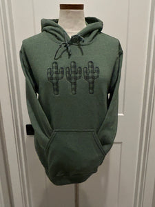 Hoodie with embroidered plaid cactus trio