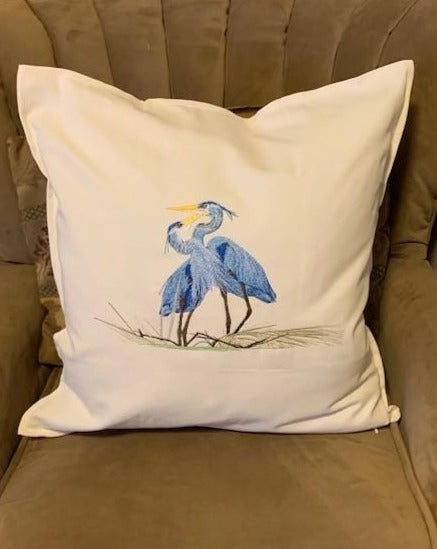Custom order: 2 Herons pillow cover
