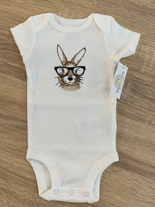 Embroidered onesie - Bunny w/glasses