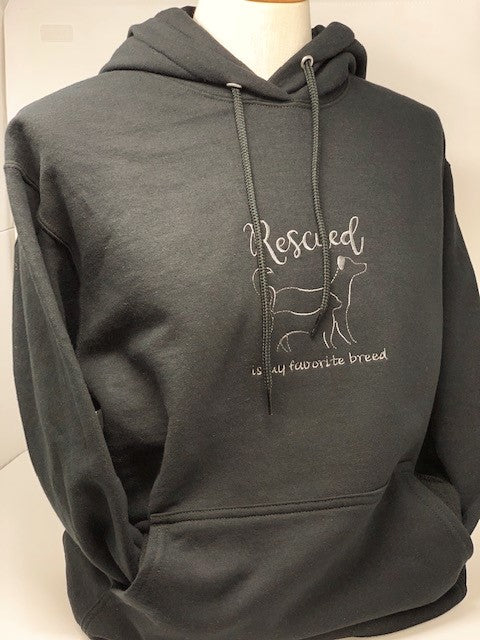 Rescued is my favorite breed hoodie sweatshirt