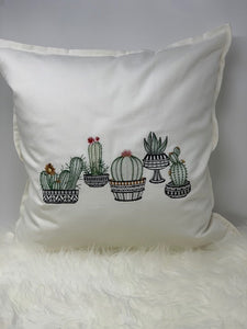 Embroidered pillow cover - cacti