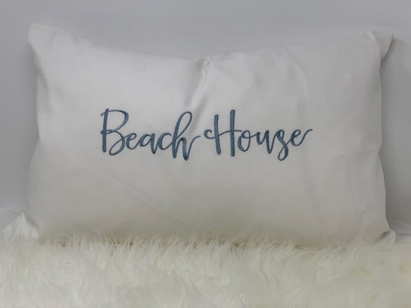 Embroidered pillow cover - beach house