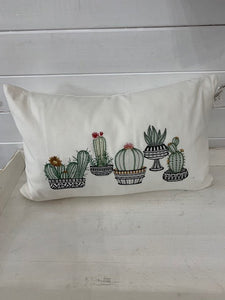 Embroidered pillow cover - cacti