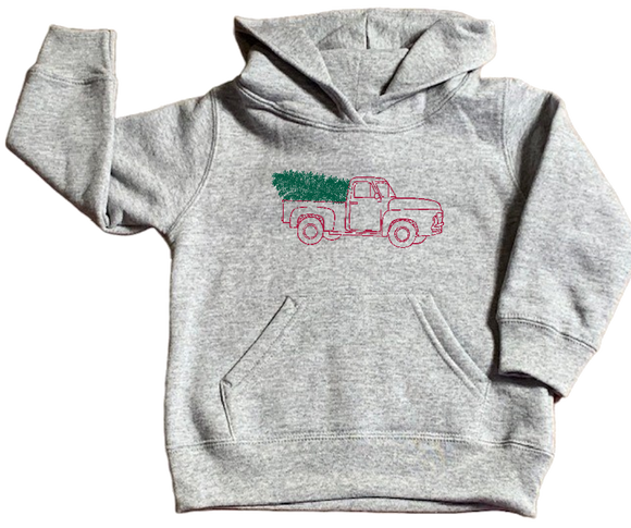 Toddler Hoodie Christmas Truck with Tree