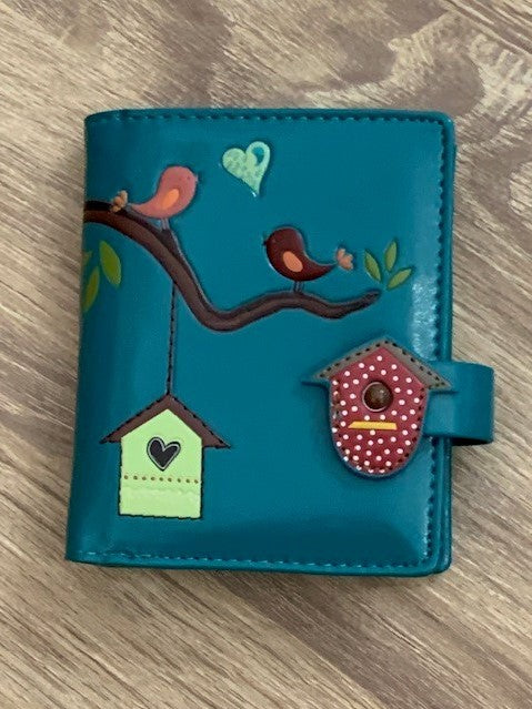 Wallet - Teal with Birdhouse